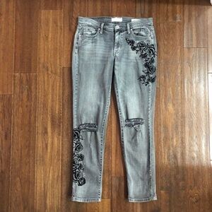 Jessica Simpson Gray Distressed Jeans w/Roses